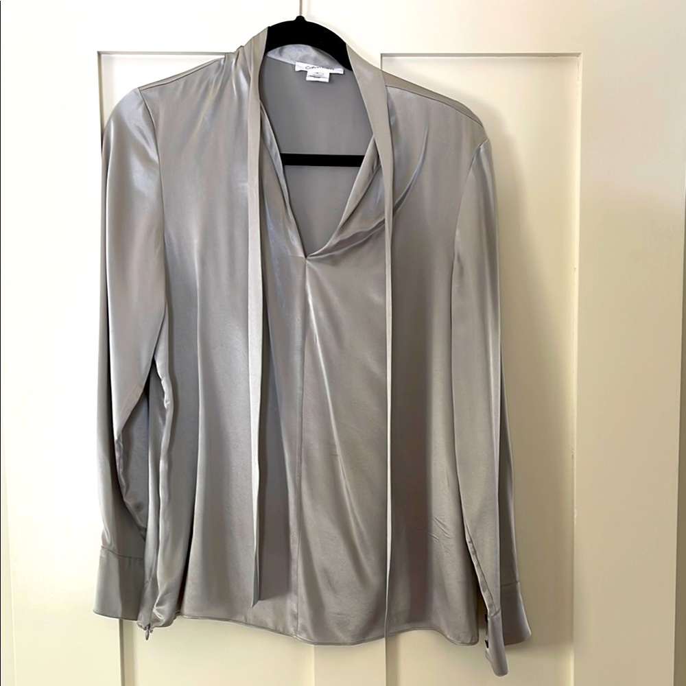 Calvin Klein silk bow tie blouse